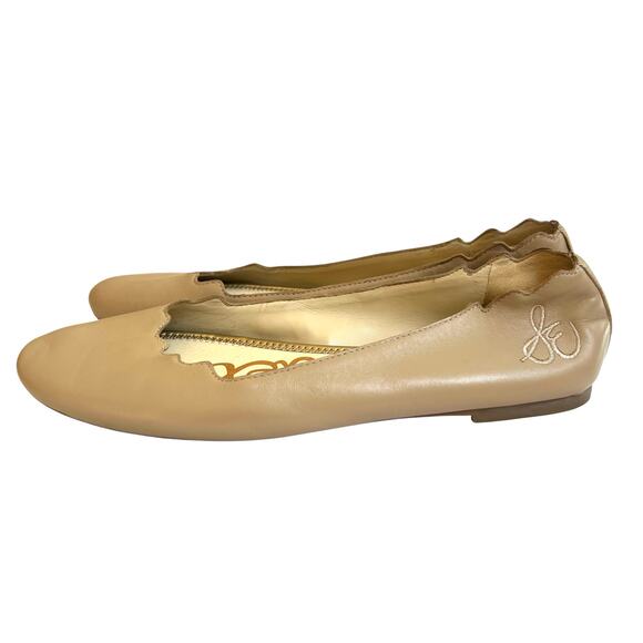 Sam Edelman Finnegan Scalloped Ballet Flats Nude Beige Size 9.5 - Picture 2 of 11